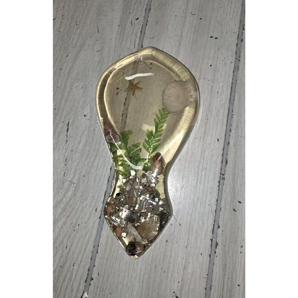 Vintage Lucite Sea Theme Spoon Rest Starfish Coral Sand Design Gifts Beach House